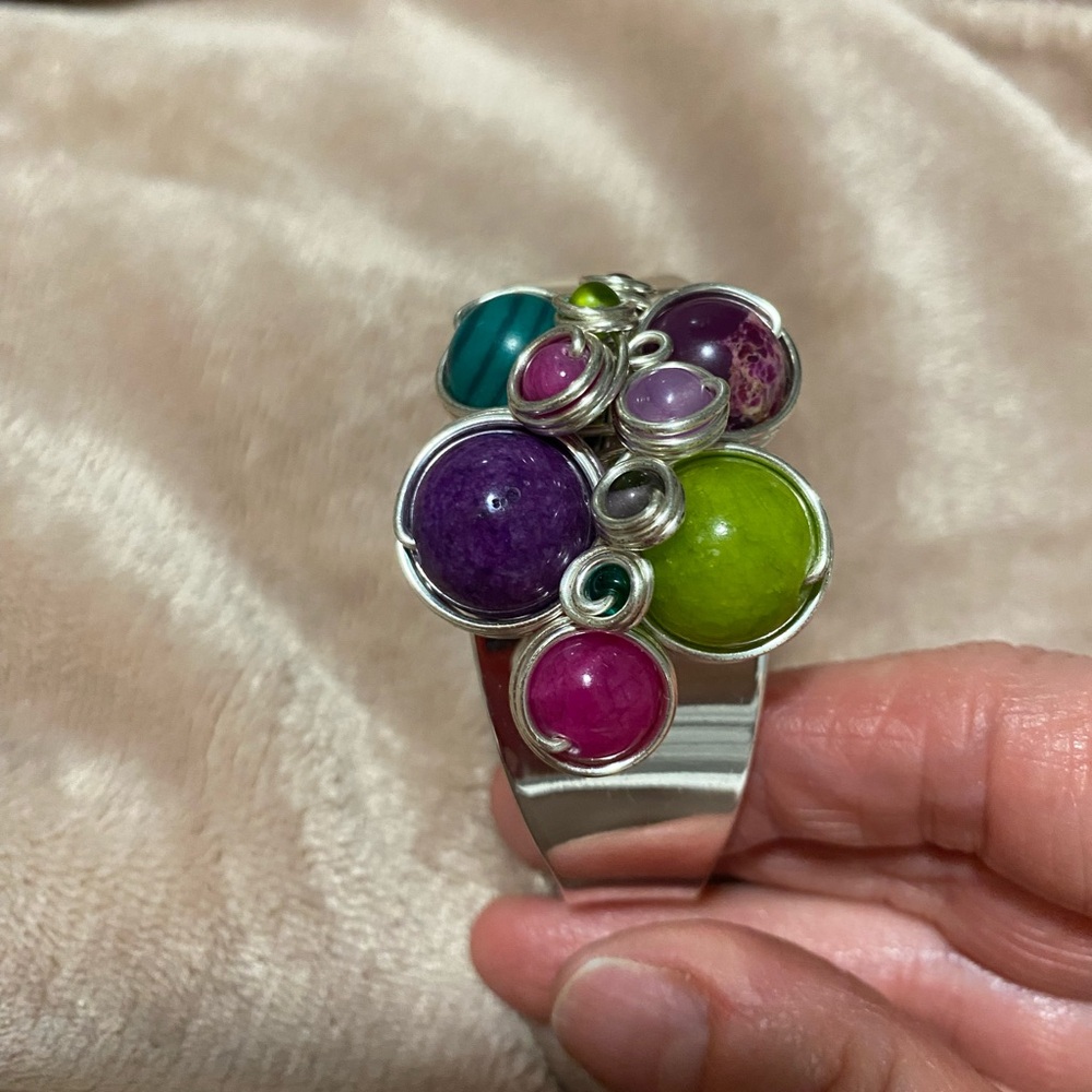 Colorful Gemstone Silver Bracelet